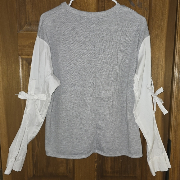 Timing: 90's like Top w/ Dress Shirt Sleeves, Long or roll up w/tie accent - Picture 3 of 10